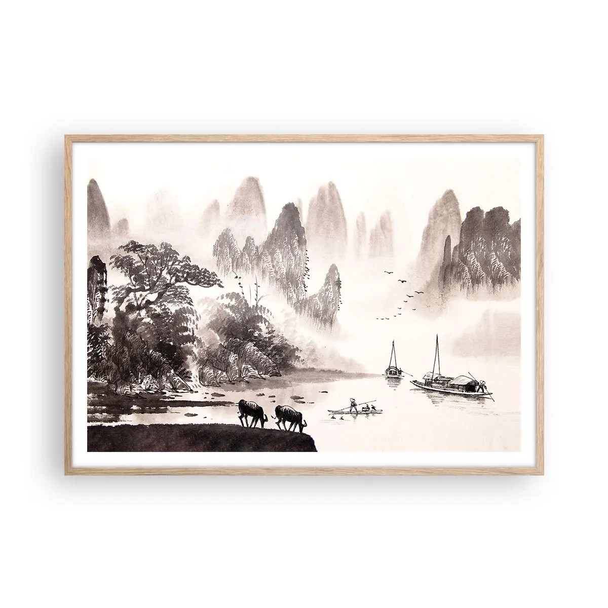 Pôster com moldura de carvalho claro - O cotidiano exótico do Oriente - 100x70 cm