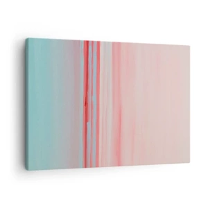Quadro em tela - Linhas pastel em tons de rosa e azul em uma composição minimalista - 70x50cm - Abstração ao amanhecer - Decoração de parede moderna para a sala de estar e quarto ARTTOR