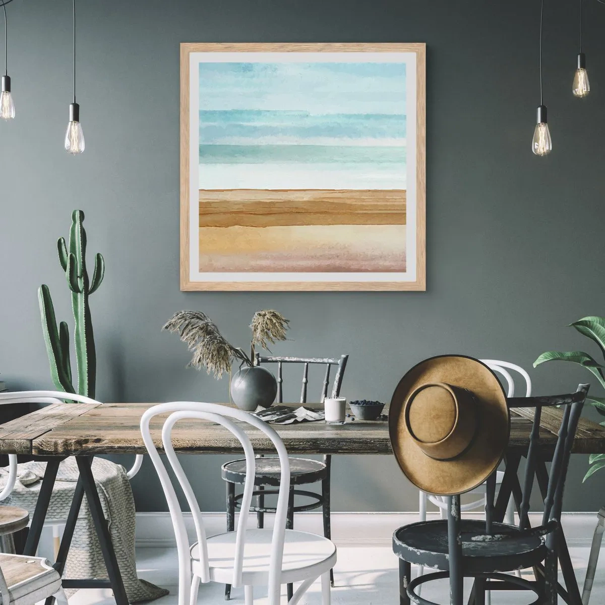 Pôster com moldura de carvalho claro - Serenidade - 30x30 cm