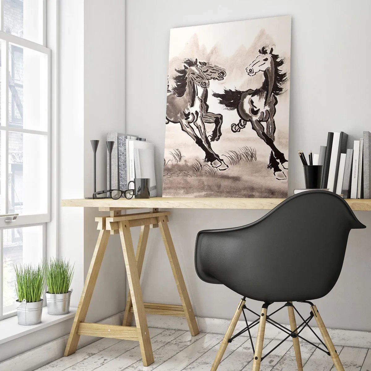 Quadro em vidro - Num galope alegre - 50x70 cm