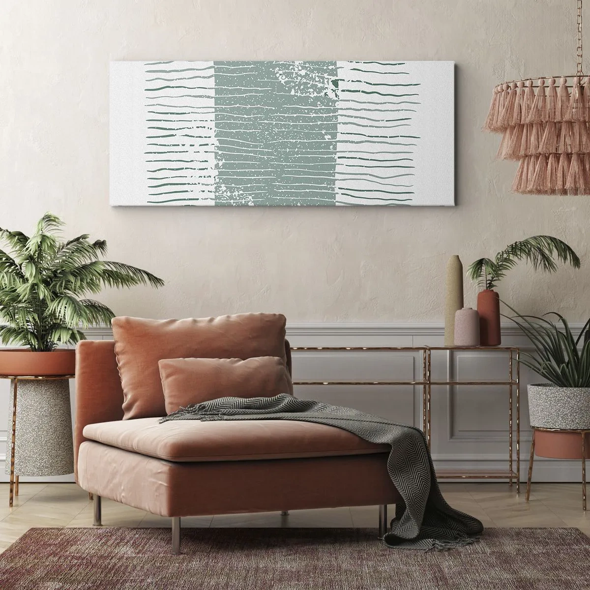 Quadro em tela - Abstração marinha - 100x40 cm
