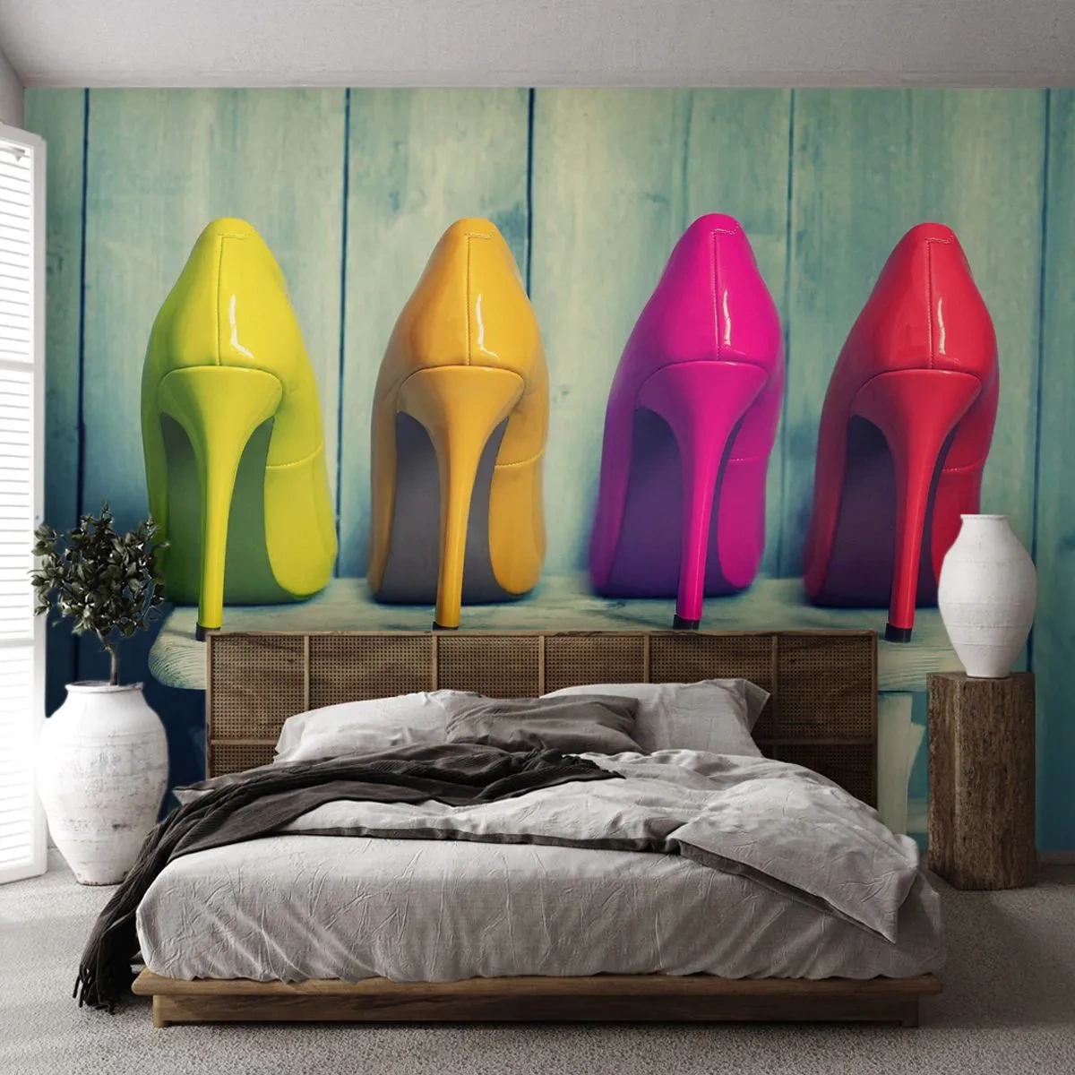 Papel de Parede Autocolante Deluxe Sticker - Um passeio no arco-íris - Moda, Mulher, Sapatos femininos - 250x175 cm