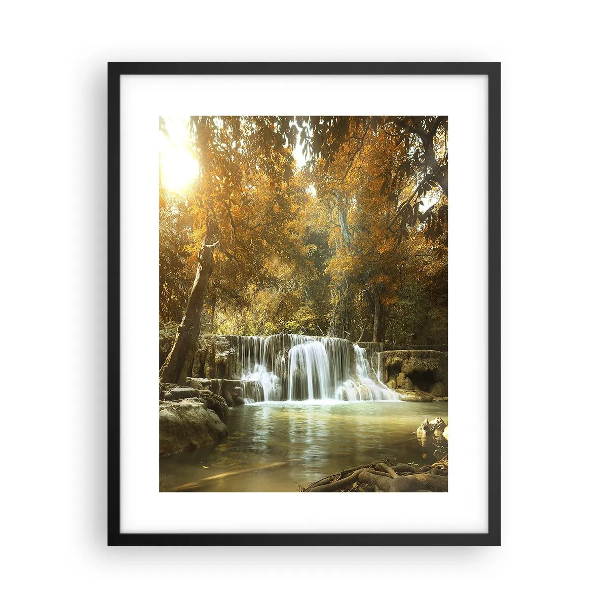 Pôster com moldura preta - A cascata do parque - 40x50 cm