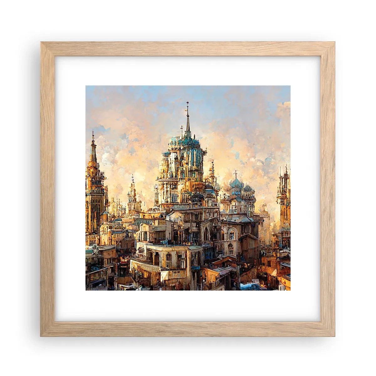Pôster com moldura de carvalho claro - Cidade das cidades - 30x30 cm