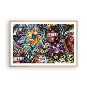 Pôster com moldura de carvalho claro - O sonho do tatuador - 91x61 cm