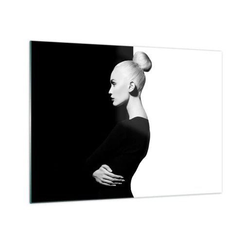 Quadro em vidro - Retrato em preto e branco de uma mulher com um coque elegante - 70x50cm - Simplesmente mulher - Decoração de parede moderna para a sala de estar e quarto ARTTOR