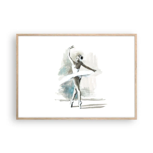 Pôster com moldura de carvalho claro - Encantada num cisne - 100x70 cm