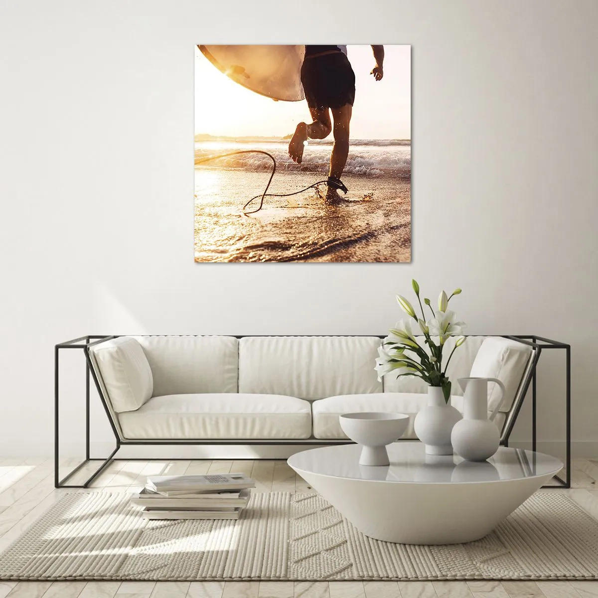 Quadro em vidro - Encontro das ondas - 70x70 cm