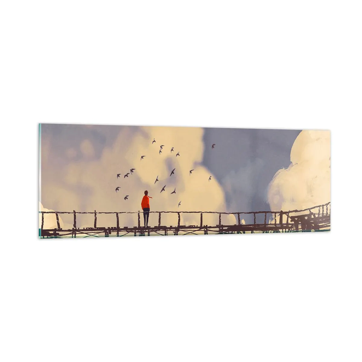 Quadro em vidro - Saudade azul - 90x30 cm