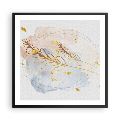 Pôster com moldura preta - Explosão dourada - 60x60 cm