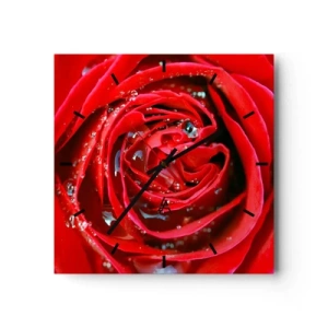 Relógio de parede - Relógio em vidro - Em gotas de orvalho - 30x30 cm