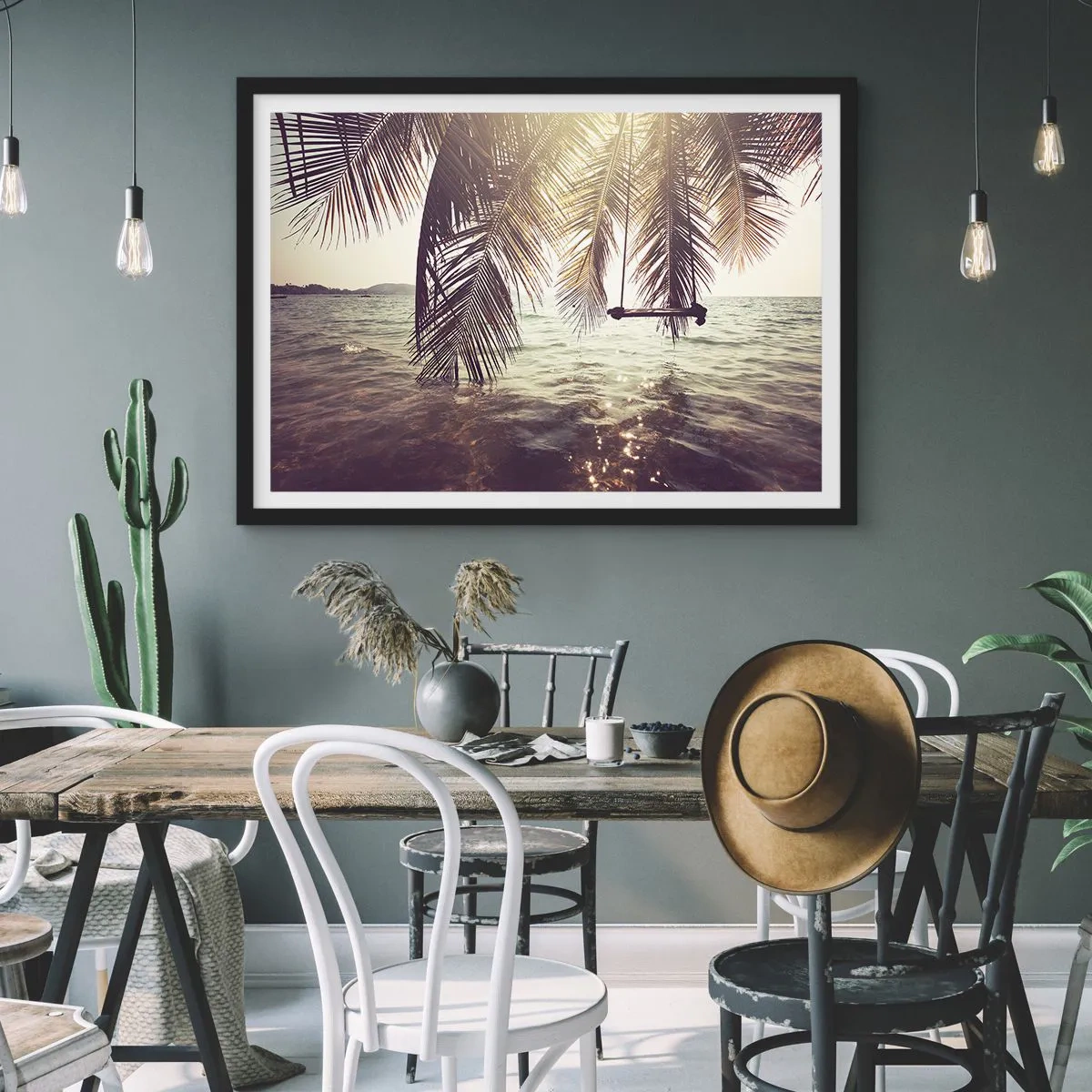 Pôster com moldura preta - Deixe-se levar pela imaginação - 100x70 cm
