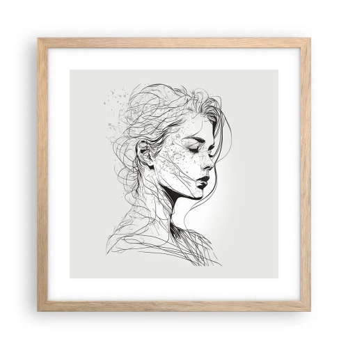 Pôster com moldura de carvalho claro - Retrato em pensamento - 40x40 cm