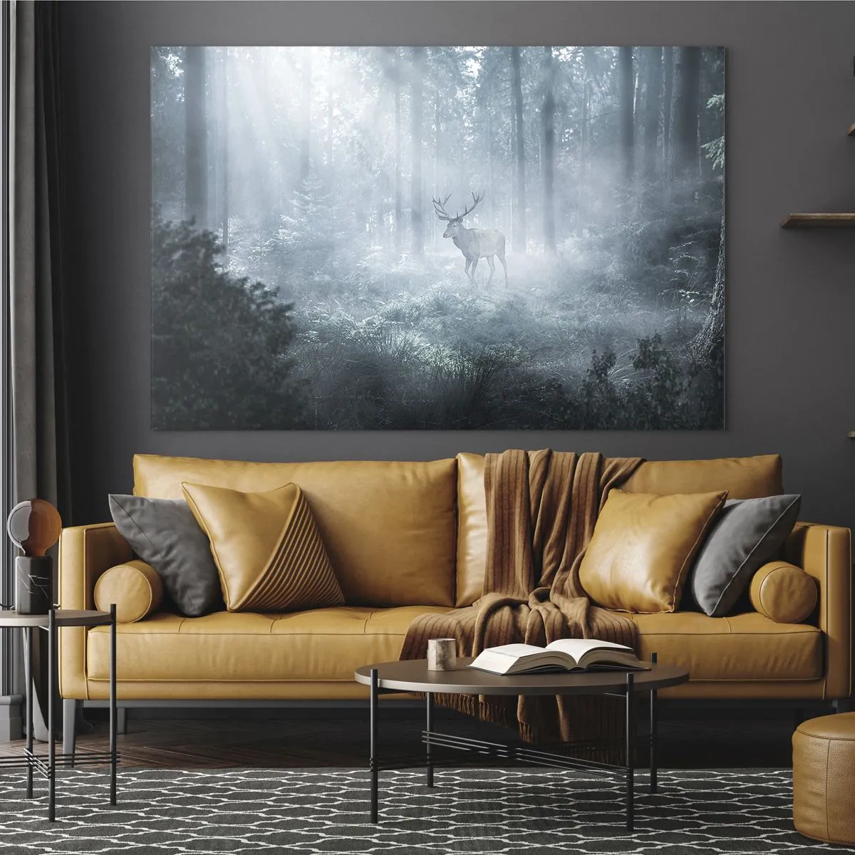 Quadro em vidro - Passeio matinal à volta da propriedade - 120x80 cm