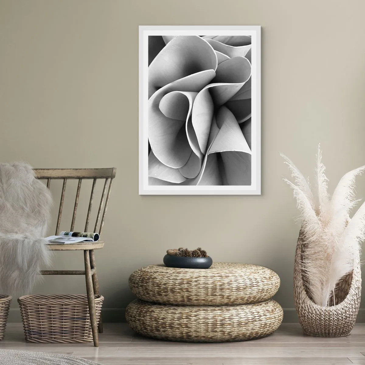 Pôster em moldura branca - Acontece no espaço - 50x70 cm