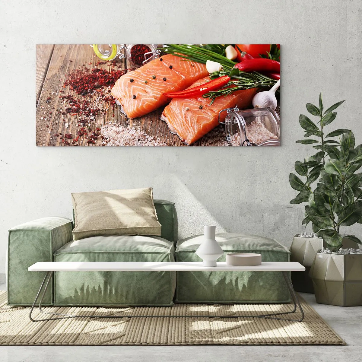 Quadro em vidro - Aventura norueguesa na cozinha - 100x40 cm
