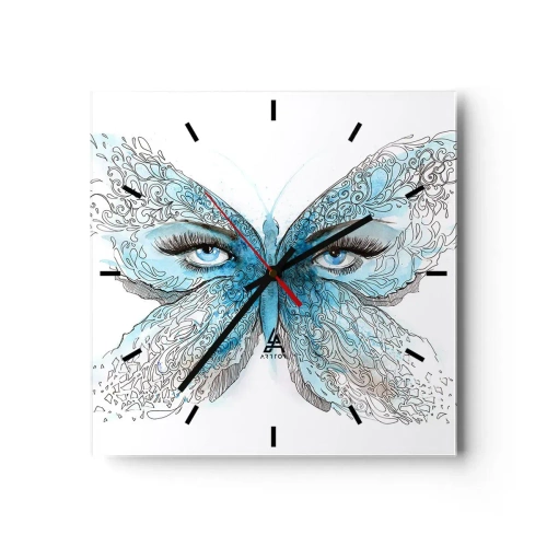 Relógio de parede - Relógio em vidro - Borboleta eros - 30x30 cm