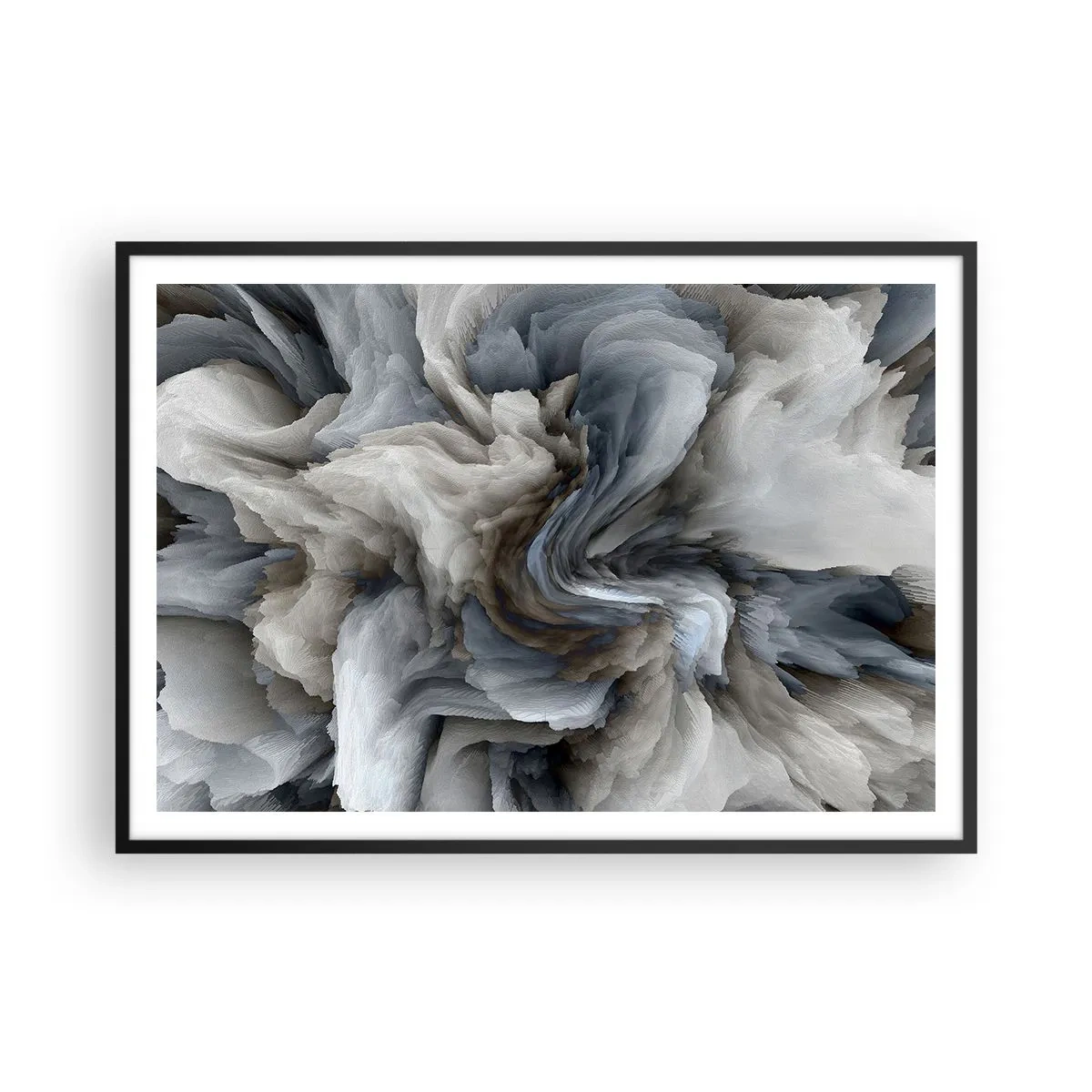 Pôster com moldura preta - Pedra e flor - 100x70 cm