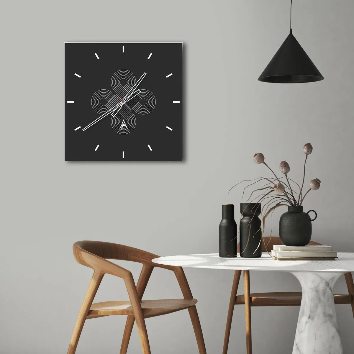 Relógio de parede - Relógio em vidro - No espírito celta - 30x30 cm