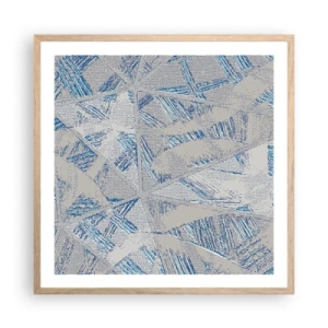 Pôster com moldura de carvalho claro - Em um labirinto azul e cinza - 60x60 cm