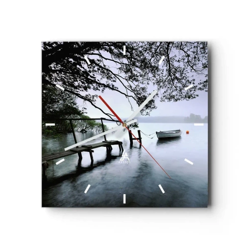 Relógio de parede - Relógio em vidro - Descanso imediato - 30x30 cm