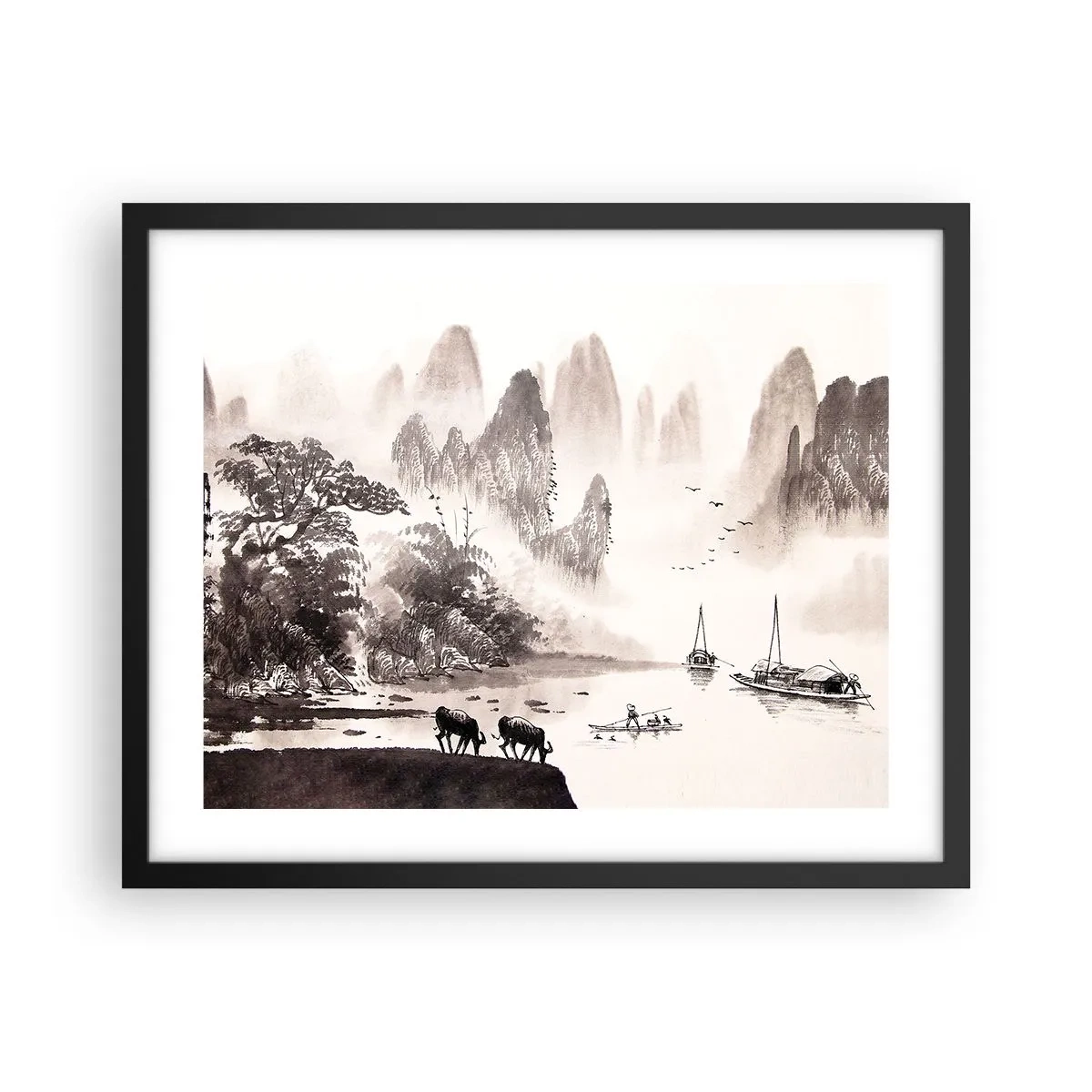 Pôster com moldura preta - O cotidiano exótico do Oriente - 50x40 cm