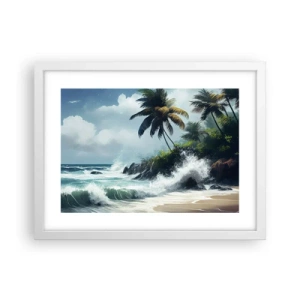 Pôster em moldura branca - Em uma costa tropical - 40x30 cm