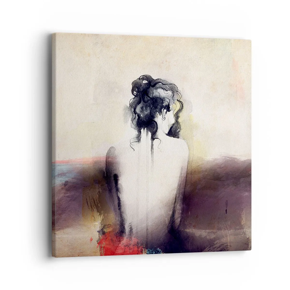 Quadro em tela - Linhas suaves, formas ovais - 40x40 cm