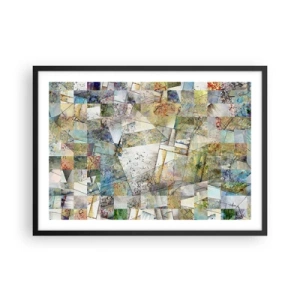 Pôster com moldura preta - Embaralhamento geométrico - 70x50 cm