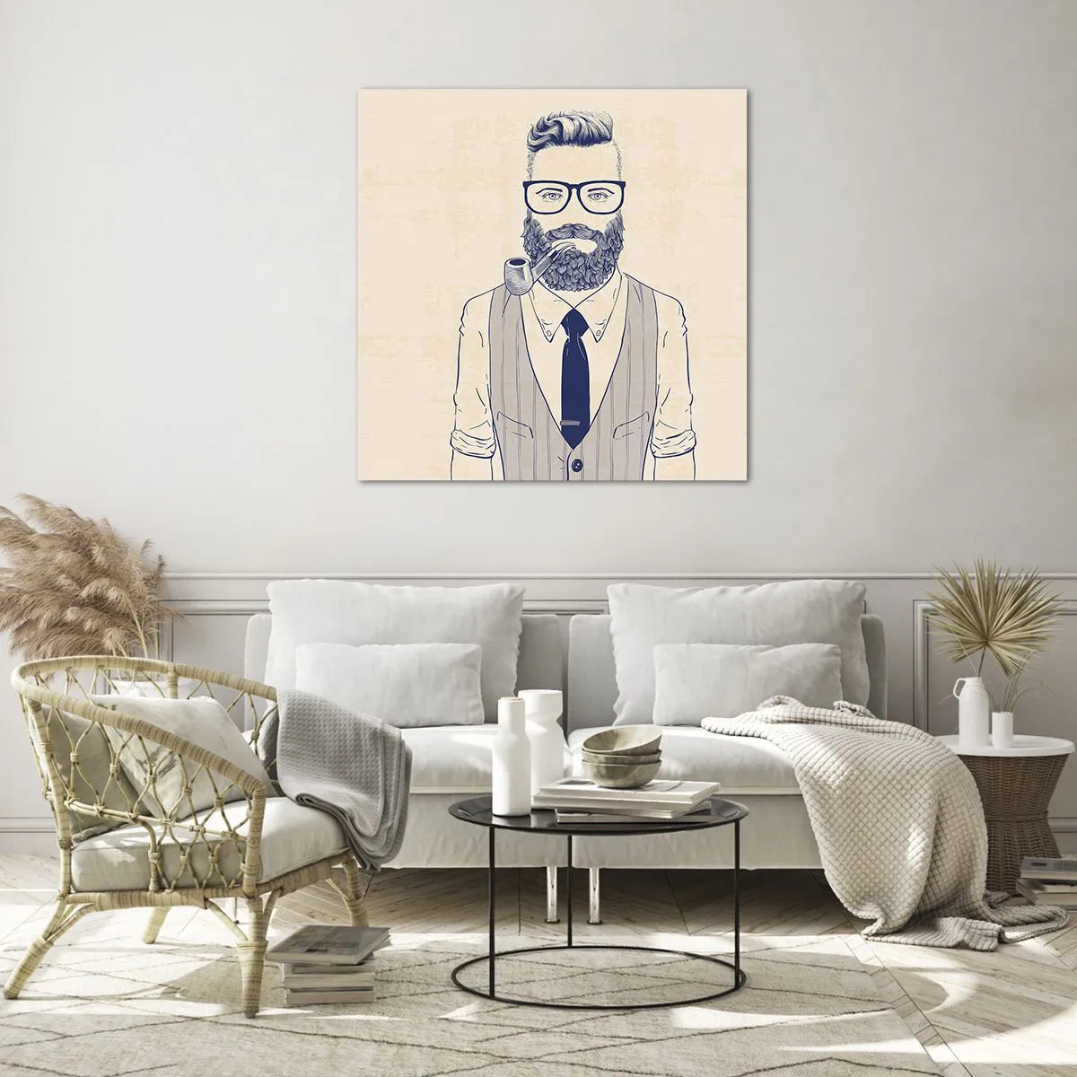 Quadro em vidro - Alegre, masculino e elegante - 40x40 cm