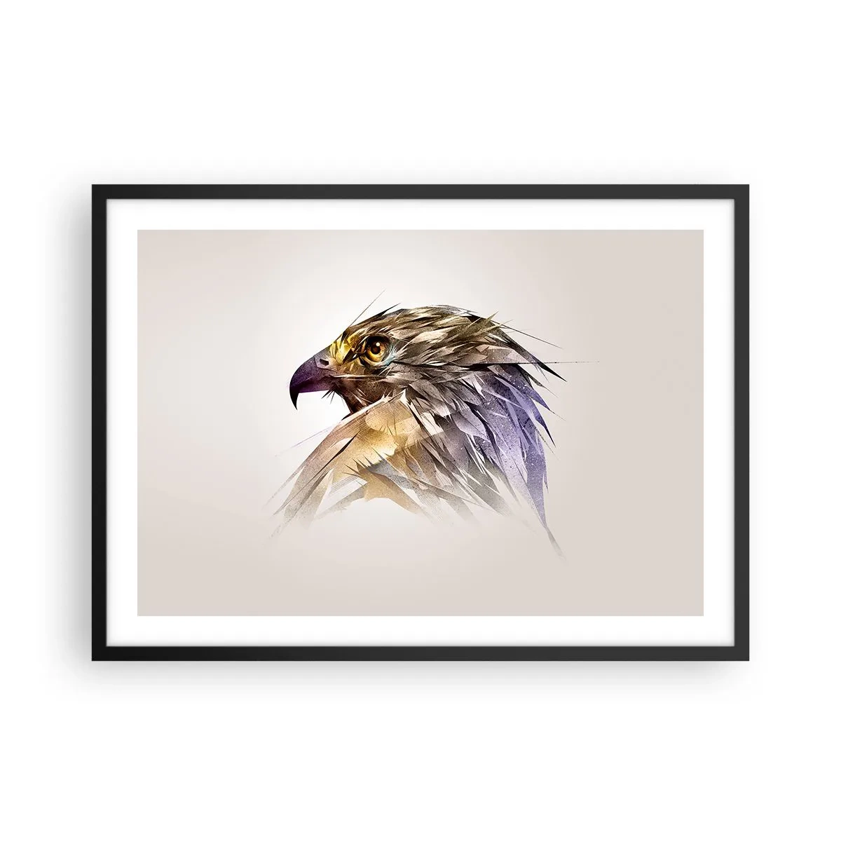 Pôster com moldura preta - Retrato de um guerreiro - 70x50 cm