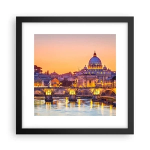 Pôster com moldura preta - Crepúsculo sobre a Cidade Eterna - 30x30 cm