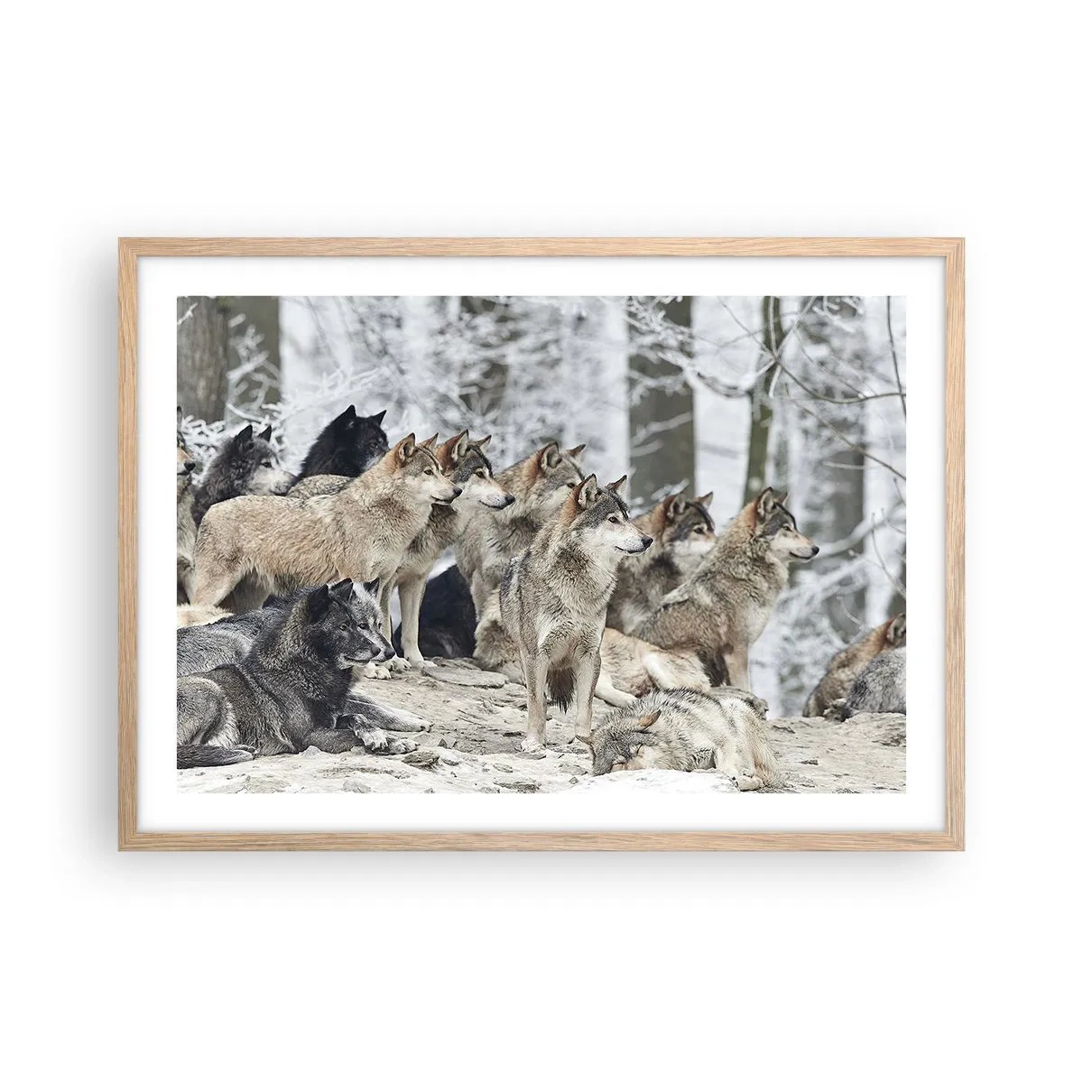 Pôster com moldura de carvalho claro - Família e amigos - 70x50 cm