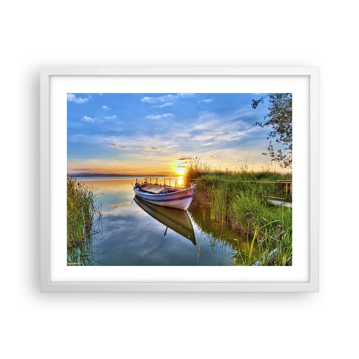 Pôster em moldura branca - Enseada de sonhos realizados - 50x40 cm