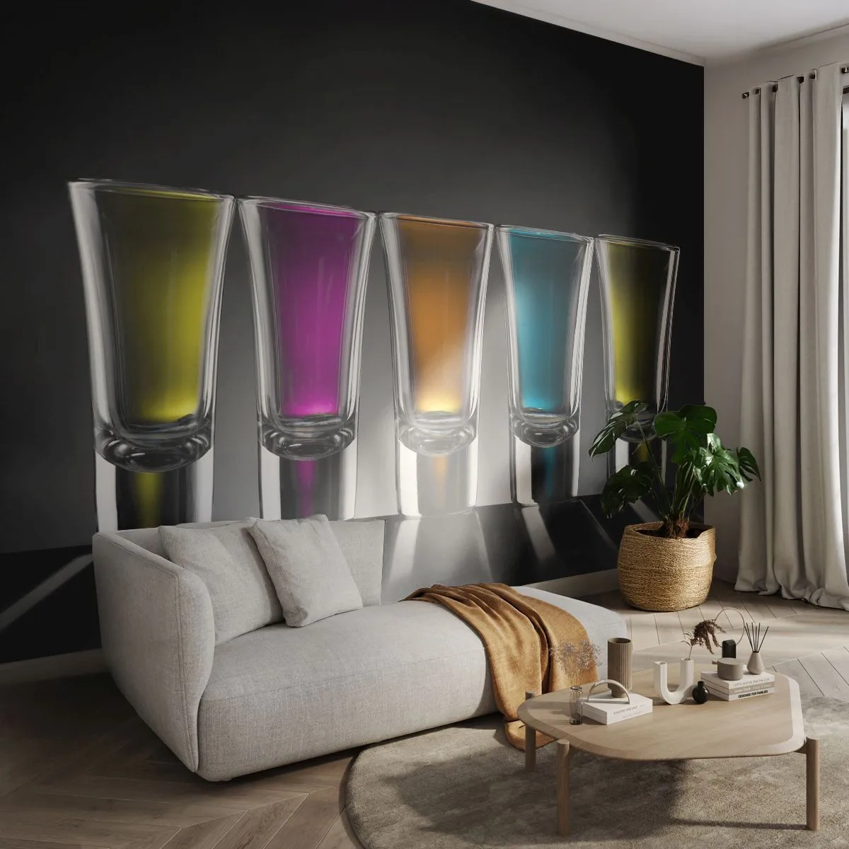 Papel de Parede Premium Canvas - Tons da alegria - Gastronomia, Bebidas, Copos - 250x175 cm
