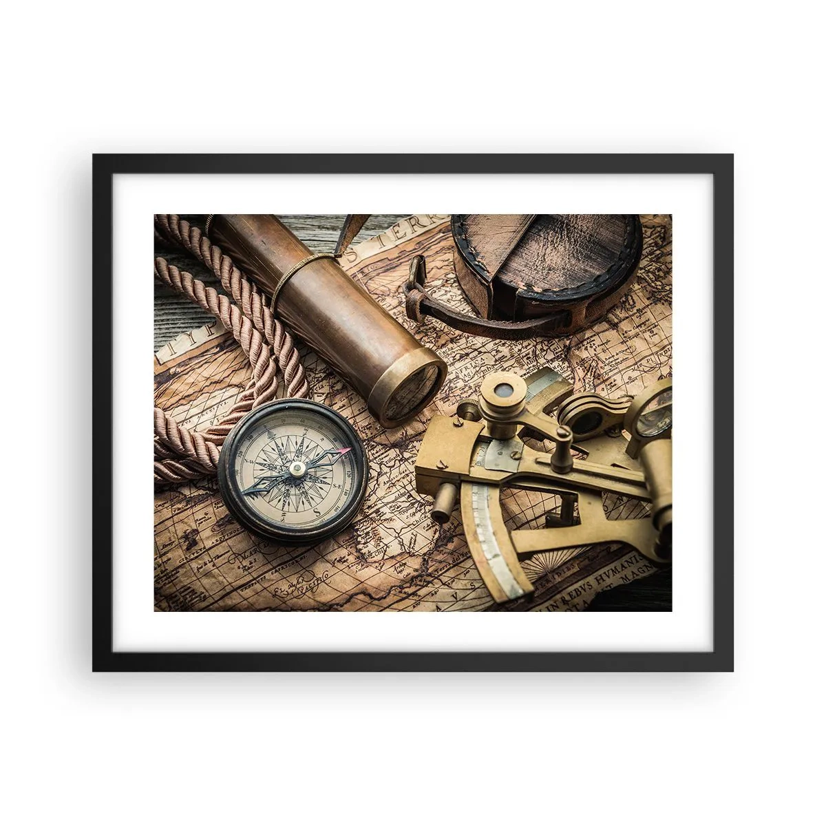 Pôster com moldura preta - Definir um rumo - 50x40 cm