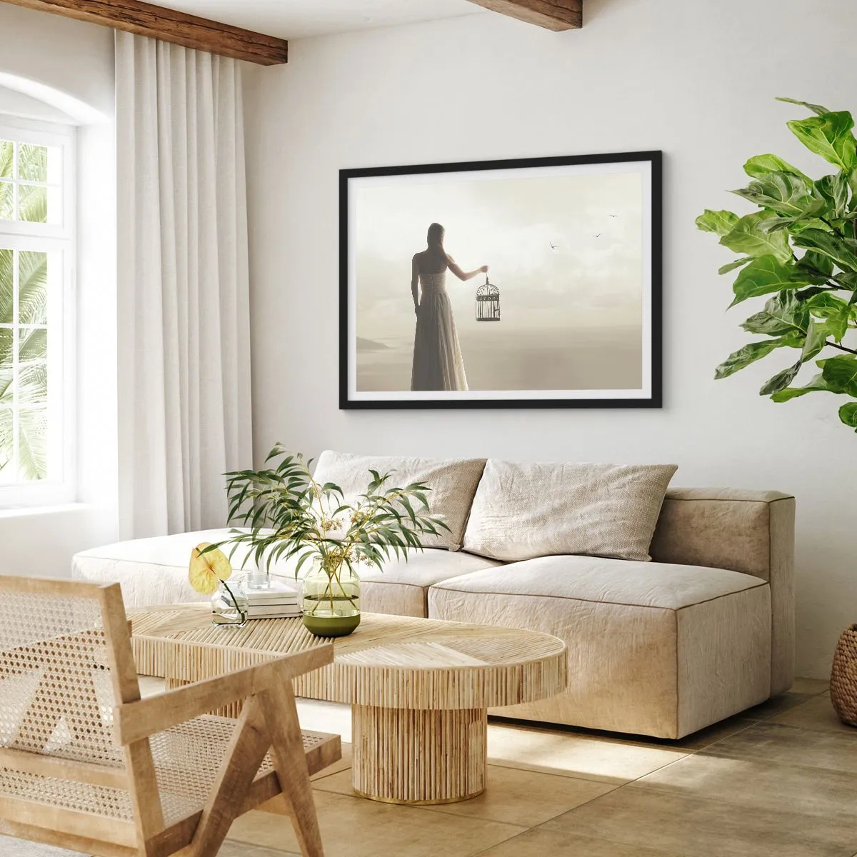 Pôster com moldura preta - Seja livre - 100x70 cm