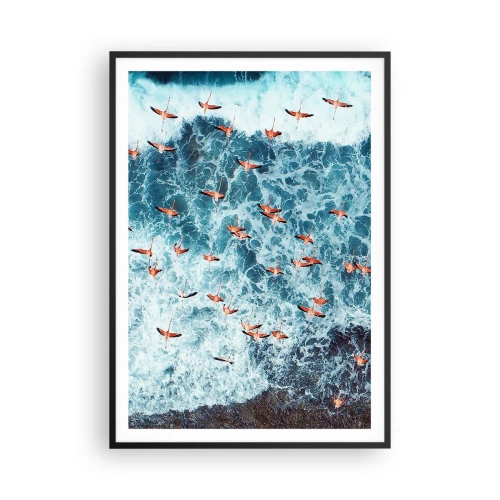 Pôster com moldura preta - Desfile à beira-mar - 70x100 cm