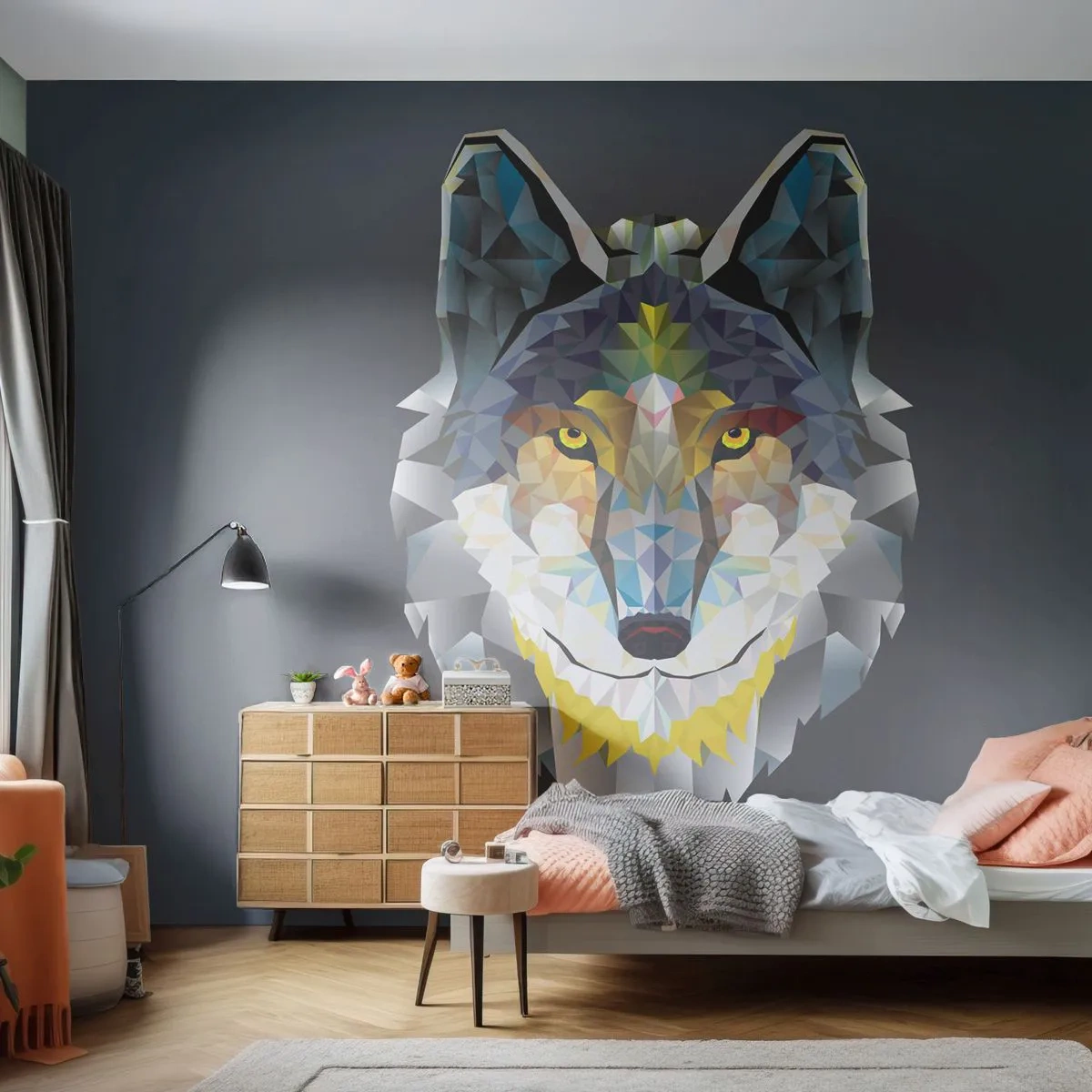 Papel de Parede Premium Sand - Quem não quer ser lobo, não lhe veste a pele - Abstração, Lobo, Animais - 100x70 cm