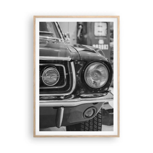 Pôster com moldura de carvalho claro - Condução perigosa - 70x100 cm