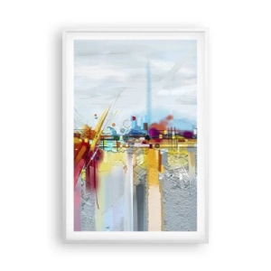 Pôster em moldura branca - Ponte da alegria sobre o rio da vida - 61x91 cm