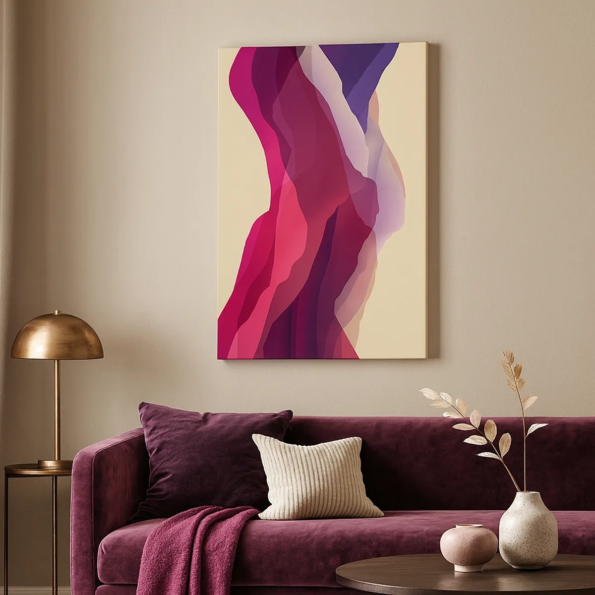Quadro em tela - Ondas de roxo - 50x70 cm