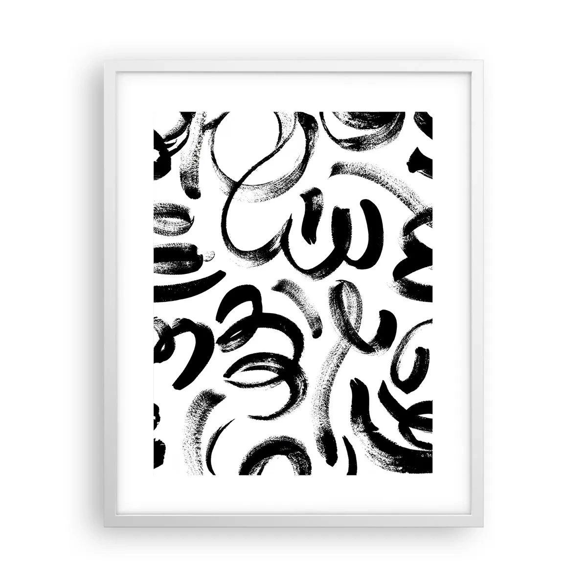 Pôster em moldura branca - Preto sobre branco - 40x50 cm