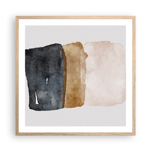 Pôster com moldura de carvalho claro - Composição das cores da terra - 60x60 cm
