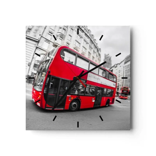 Relógio de parede - Relógio em vidro - Londres tradicional - de autocarro - 30x30 cm