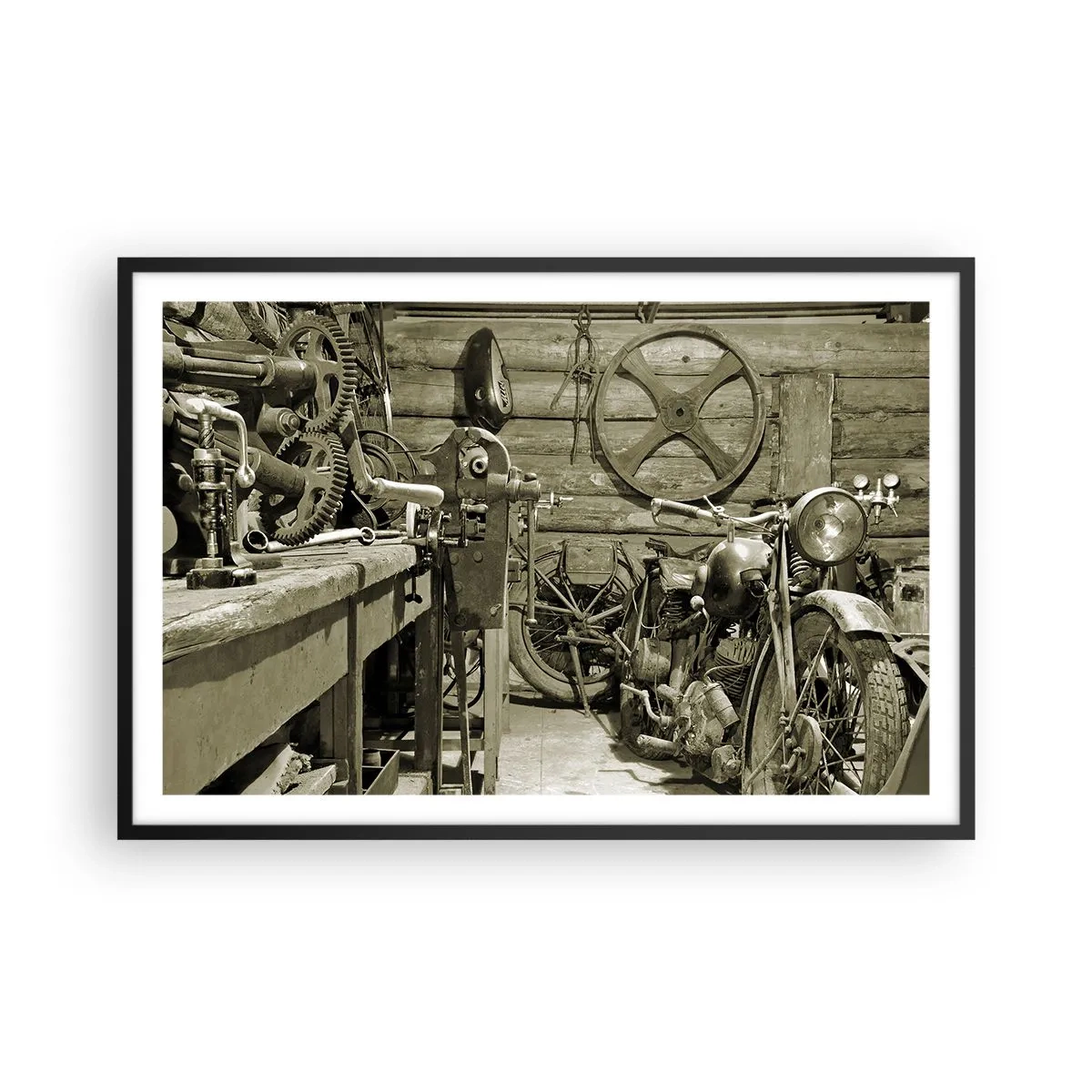 Pôster com moldura preta - No depósito do tio Jorge - 91x61 cm