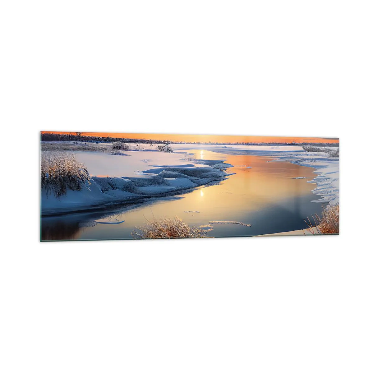 Quadro em vidro - Pôr do sol de inverno - 160x50 cm