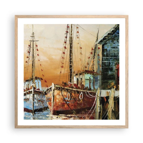 Pôster com moldura de carvalho claro - Um regresso tranquilo - 60x60 cm