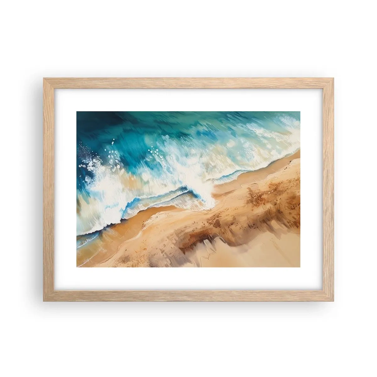Pôster com moldura de carvalho claro - A onda que retorna - 40x30 cm