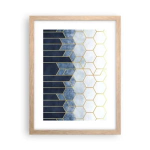 Pôster com moldura de carvalho claro - Composição em ritmo sincopado - 30x40 cm